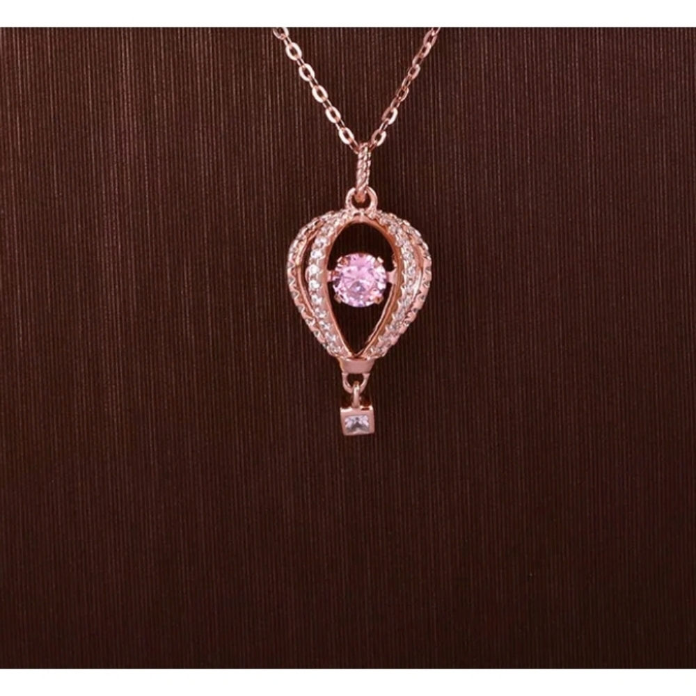Pink & white Topaz balloon memory necklace 17" - Picture 3 of 4